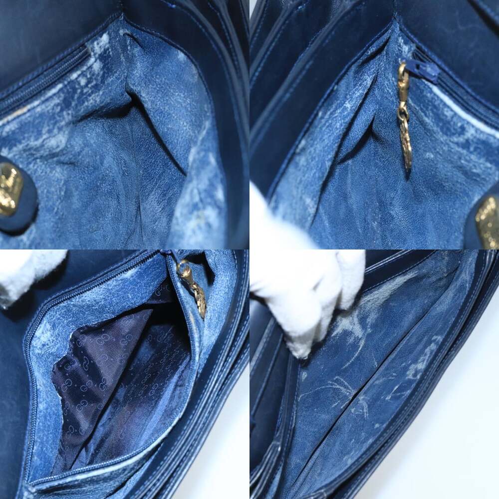 GUCCI Micro GG Supreme Shoulder Bag Pvc Navy Gold - Picture 12 of 13